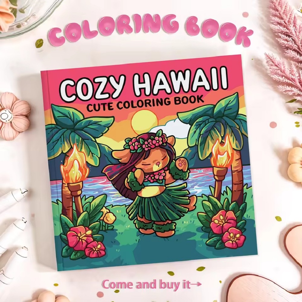 Adult Coloring Book Stress Relief - Kolorowanka dla dorosłych Cozy Nawaii Cute