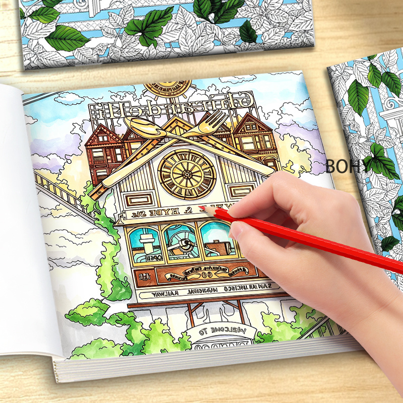 Adult Coloring Book Stress Relief - Kolorowanka o tematyce podróży w czasie,