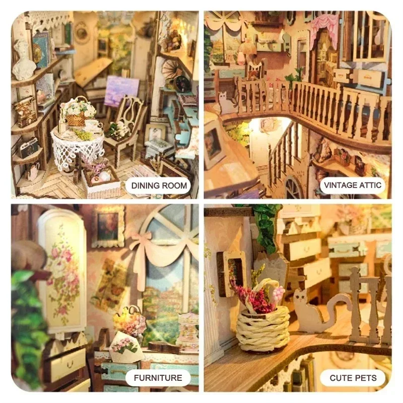 Zestaw DIY: Drewniany regał w  – Diy Wooden Book Nook Kit Shelf Insert recenzja i cena